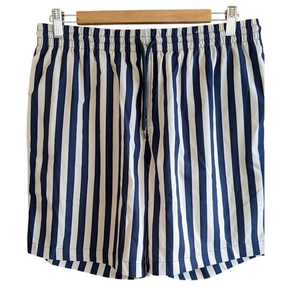 RSVLTS Men's Swim Trunks Size L Lined Blue Stripe Roosevelts Classic Preppy